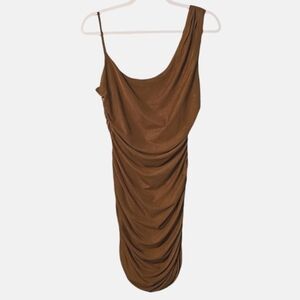 SALTY Women's Brown Ruched Mini Dress Size L